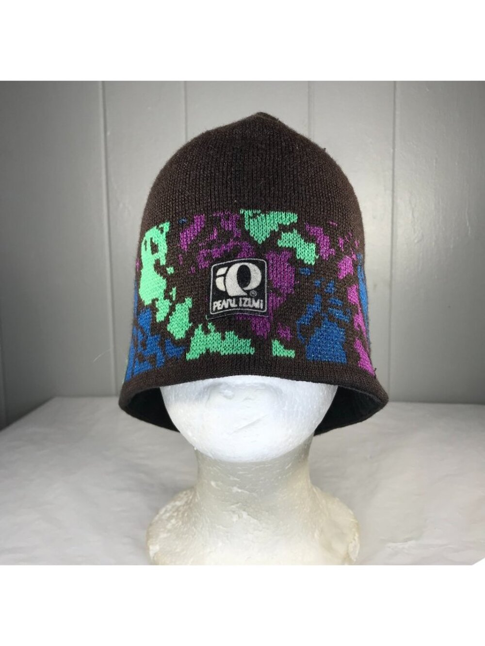 Vintage Pearl Izumi Brown Neon Camo Snowboard gorp Winter Beanie